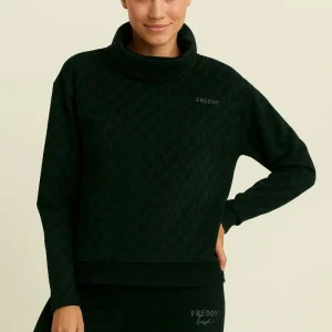 Felpa comfort fit fantasia all-over con fondo sovrapposto