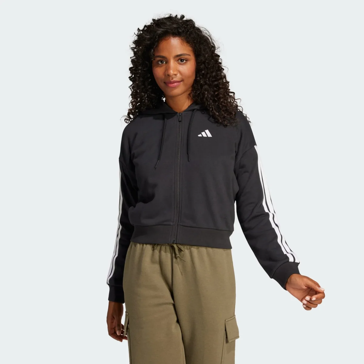 Felpa con cappuccio Essentials 3-Stripes French Terry Full-Zip