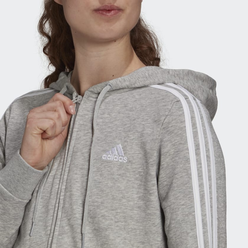 FELPA CON CAPPUCCIO ESSENTIALS FRENCH TERRY 3-STRIPES FULL-ZIP - immagine 4